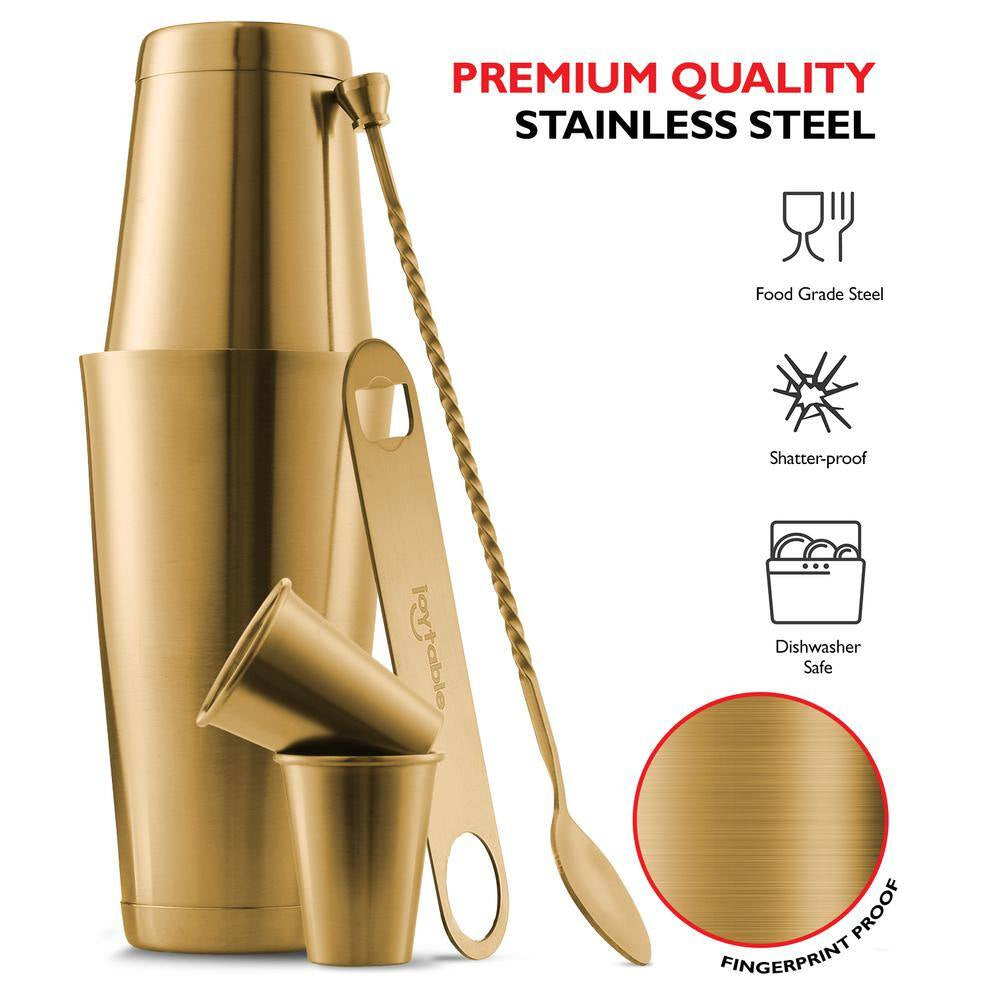 8-Piece Gold Stainless Steel Cocktail Shaker Set – Bartender Kit