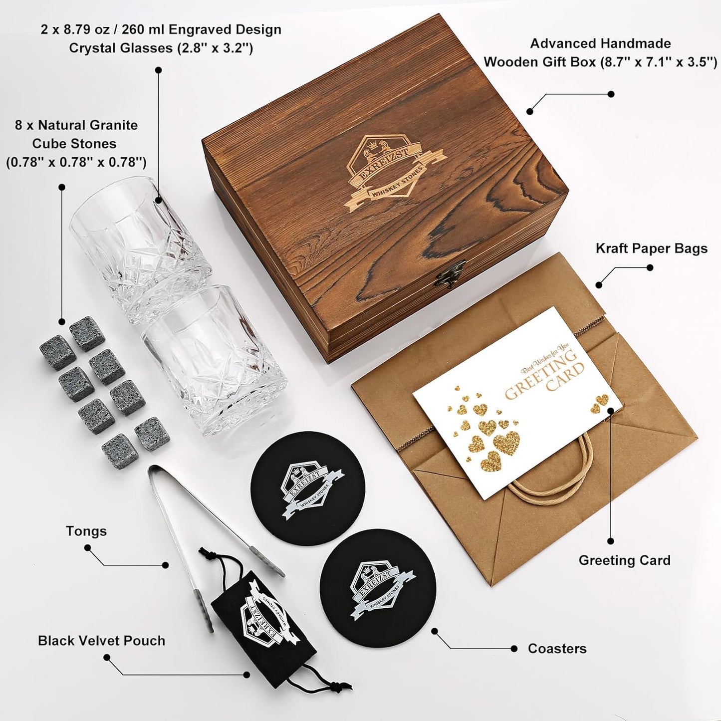 Granite Whiskey Stones & Glass Set – Premium Chilling Rocks