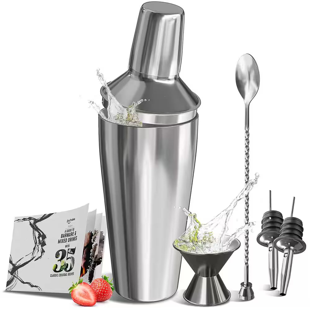 8-Piece Stainless Steel Cocktail Shaker Set – Bartender Kit