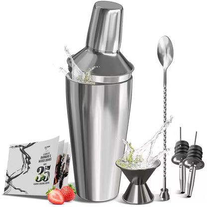 8-Piece Stainless Steel Cocktail Shaker Set – Bartender Kit