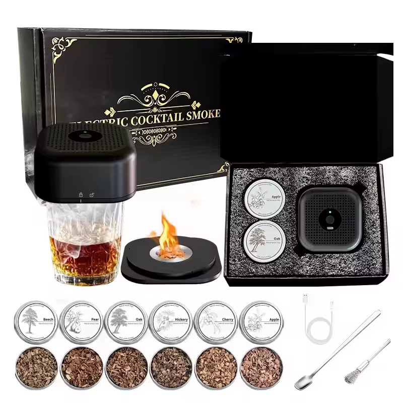 Electric Whiskey Smoker Kit with 6 Wood Chips (Rechargeable)