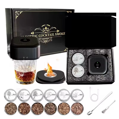 Electric Whiskey Smoker Kit with 6 Wood Chips (Rechargeable)