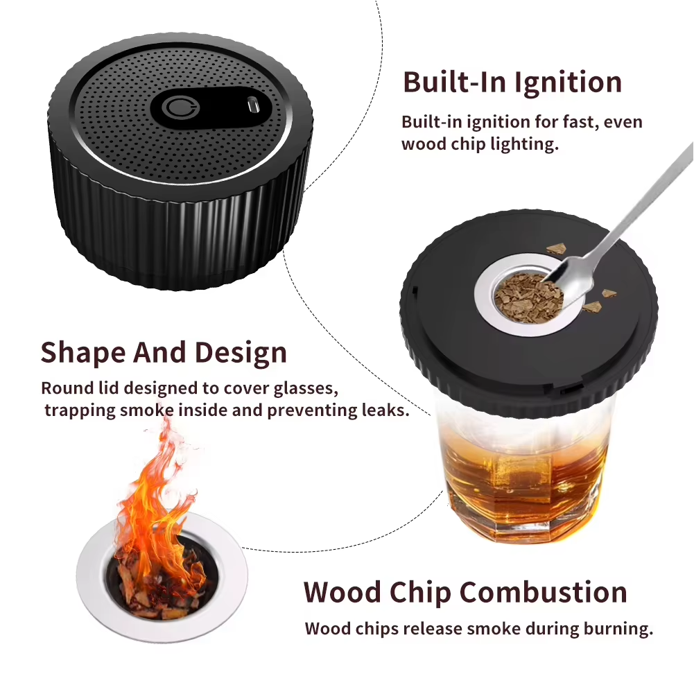 Electric Whiskey Smoker Kit with 6 Wood Chips (Rechargeable)