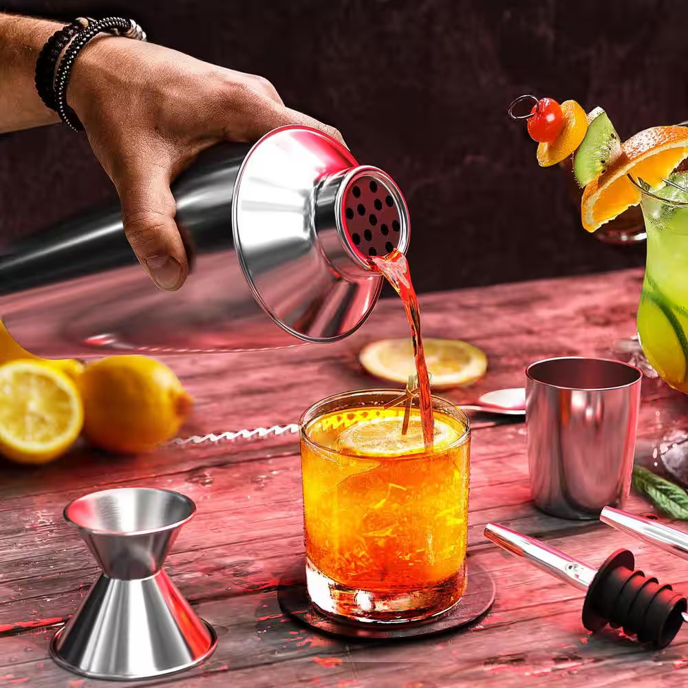 8-Piece Stainless Steel Cocktail Shaker Set – Bartender Kit
