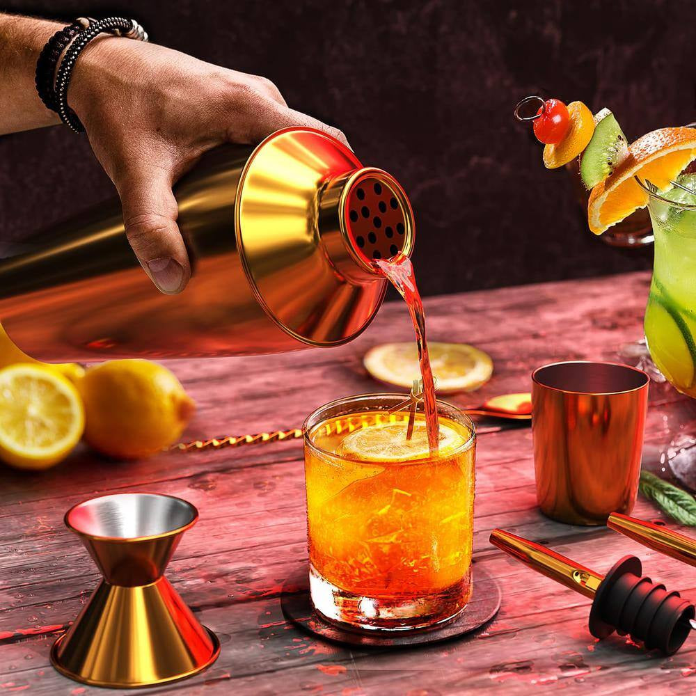 8-Piece Gold Stainless Steel Cocktail Shaker Set – Bartender Kit