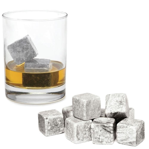 Whiskey Stones Ice Melts - 9 Reusable Natural Marble Chilling Scotch